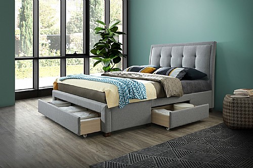 Shelby Grey Fabric Storage Bed